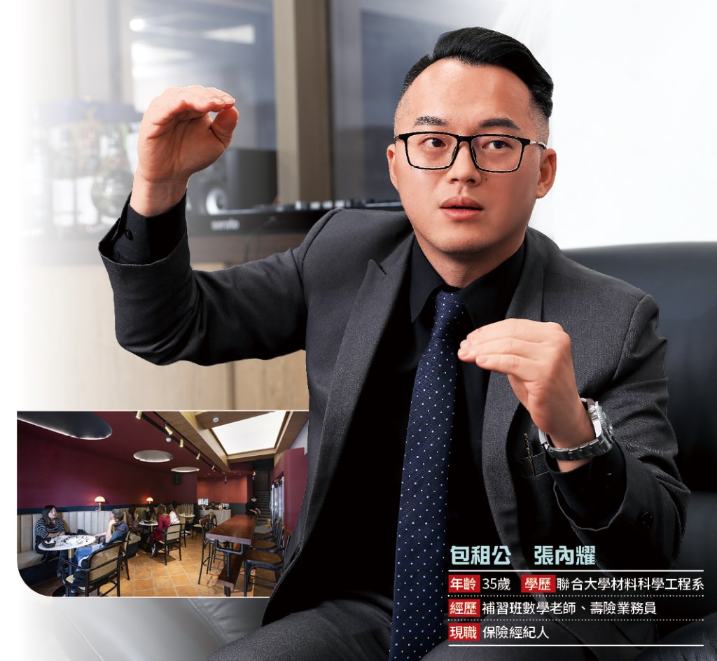 張內耀透過帳戶分流管理收入,如今坐擁3處房產,還入股朋友開設的6家餐廳,上圖為其中一家餐酒館。 包租公 張內耀年齡 35歲 學歷 聯合大學材料科學工程系經歷 補習班數學老師、壽險業務員現職 保險經紀人 image