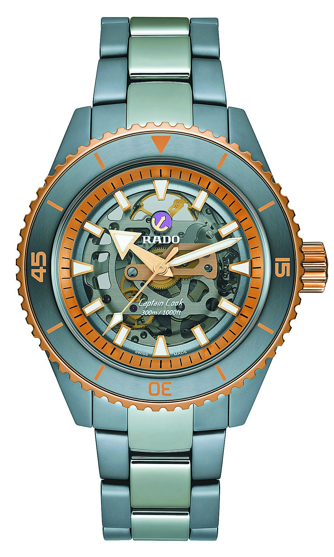 雷達表Captain Cook庫克船長高科技陶瓷鏤空腕表，13萬1600元。（RADO提供）
