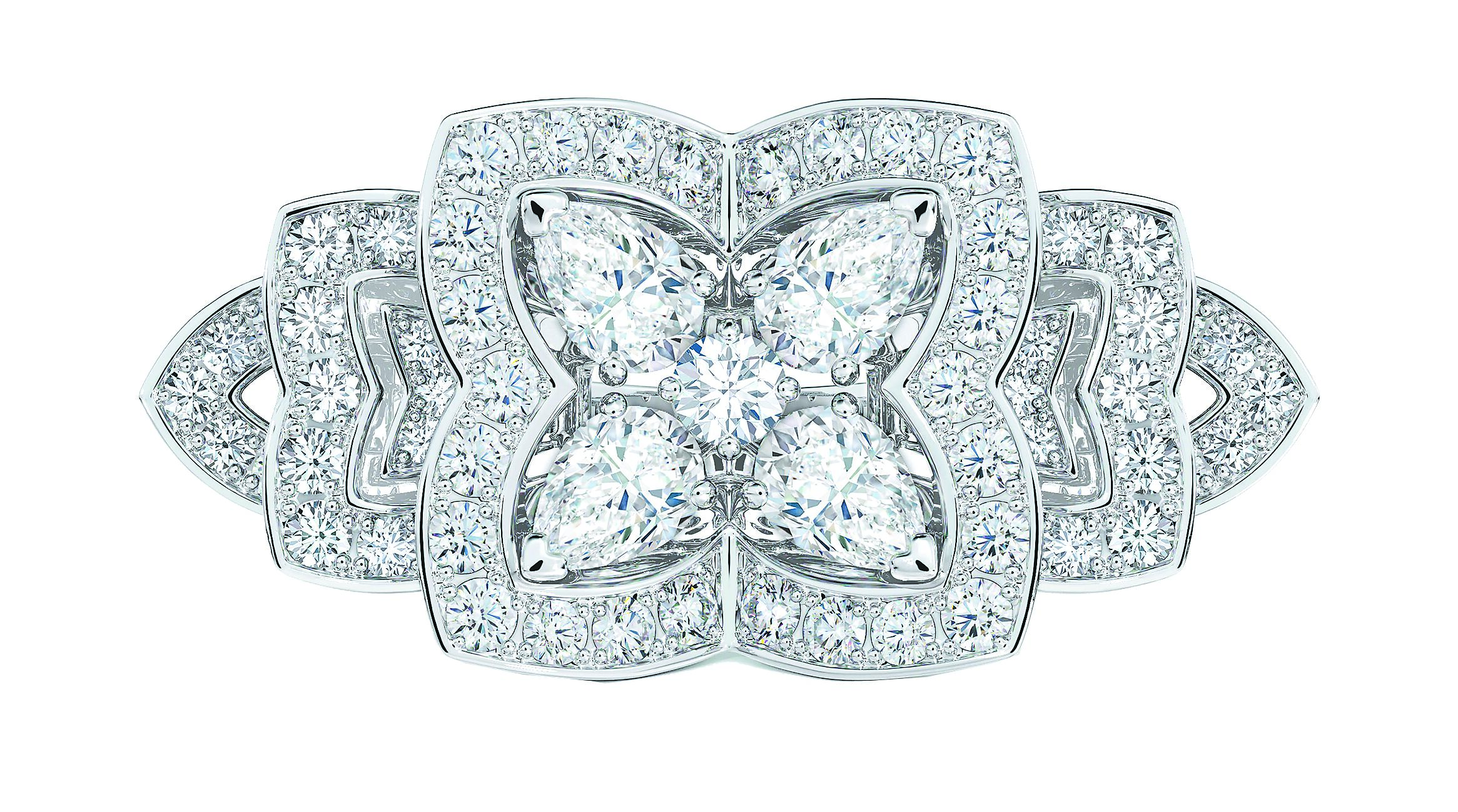 De Beers Enchanted Lotus高級珠寶鑽石雞尾酒戒指,163萬5000元。(De Beers提供) De Beers Enchanted Lotus高級珠寶鑽石雞尾酒戒指,163萬5000元。(De Beers提供)