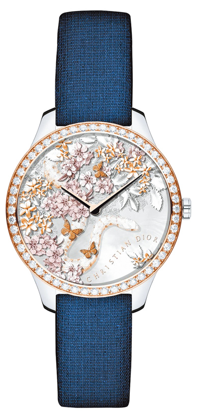 DIOR在蛇年推出充滿浪漫時尚的Grand Soir蛇年表,全球限量38只,每只約145萬元。 (DIOR提供) DIOR在蛇年推出充滿浪漫時尚的Grand Soir蛇年表,全球限量38只,每只約145萬元。 (DIOR提供)