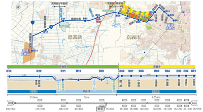 嘉義輕軌藍線路線規畫全長15.06公里、13站。(嘉市府提供/廖素慧嘉市傳真) image