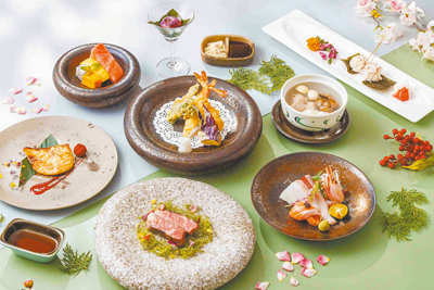 「順園」日式料理推出期間限定的「戀花套餐」,姓名中含「花」字者,到店用餐可享85折優惠再贈氣泡飲。(福容大飯店台北一館提供) image
