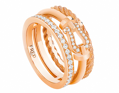 FRED全新Force 10 Rise系列玫瑰金鑲鑽戒指。(FRED提供) FRED全新Force 10 Rise系列玫瑰金鑲鑽戒指。(FRED提供)