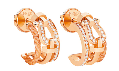 FRED全新Force 10 Rise系列玫瑰金半月耳環。(FRED提供) FRED全新Force 10 Rise系列玫瑰金半月耳環。(FRED提供)