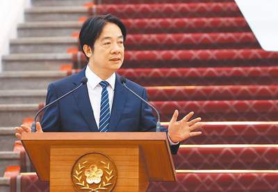 賴清德總統20日發表執政周年談話,再次定調台灣的經濟路線會以市場為導向。(陳俊吉攝) image