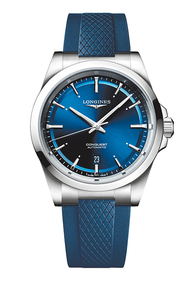 浪琴表CONQUEST征服者腕表,精鋼藍面款,6萬6300元。(Longines提供) 浪琴表CONQUEST征服者腕表,精鋼藍面款,6萬6300元。(Longines提供)