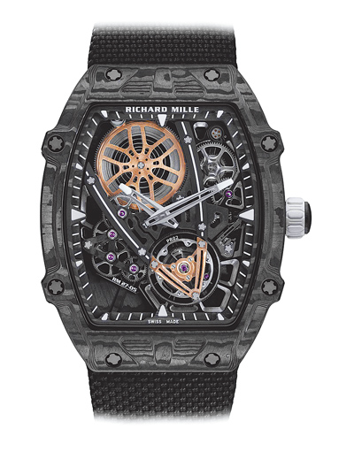 Richard Mille RM 27-05 RAFAEL NADAL飛行陀飛輪腕表,之前黃仁勳也戴同一款。(Richard Mille提供) Richard Mille RM 27-05 RAFAEL NADAL飛行陀飛輪腕表,之前黃仁勳也戴同一款。(Richard Mille提供)