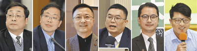 兩岸紅綠學者在澳門舉行「澳台關係暨兩岸關係發展前瞻」座談,大陸學者包括(左起)嚴安林、盛九元、信強;台灣學者(左四起)有洪耀南、馬準威、吳瑟致等人參加。(本報資料照片) image