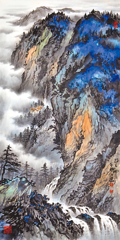 黃伯思水墨作品「青山雲影共徘徊」。 (黃伯思提供) image
