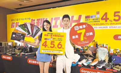 新光三越「霸氣一夏卡利HIGH」7月10日登場,最高7%回饋,檔期目標72億元。(新光三越提供) image
