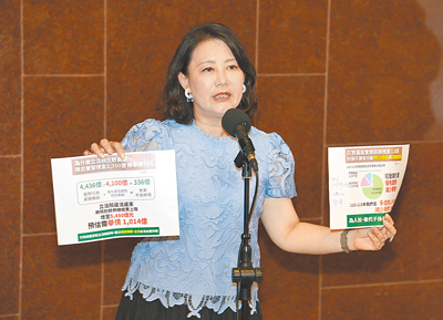 民進黨立法院黨團幹事長吳思瑤18日表示,普發現金1萬元一事,行政院還在研議。(姚志平攝) image