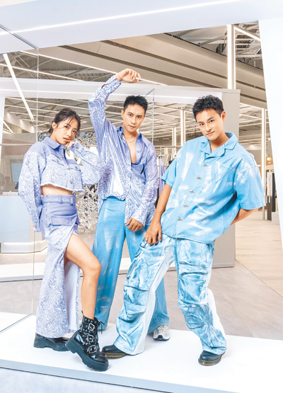 吱吱(左起)、潘君侖、孫其君帥氣出席服飾品牌活動。(品牌提供) image
