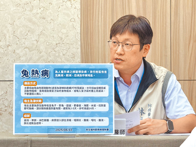 疾管署提醒,兔熱病為人畜共通傳染病,提醒民眾慎防節肢動物叮咬,避免接觸野生動物(鄭郁蓁攝) image