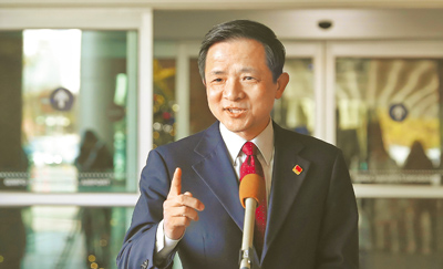 大陸駐韓國大使戴兵指出,新形勢下,兩國要重溫並堅持建交初心,與時俱進地彼此再認識,立足互利共贏。(新華社) image
