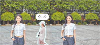 使用三星Galaxy S25 Ultra拍照,可輕鬆並精準地消除亂入的路人。(古明弘攝) 使用三星Galaxy S25 Ultra拍照,可輕鬆並精準地消除亂入的路人。(古明弘攝)