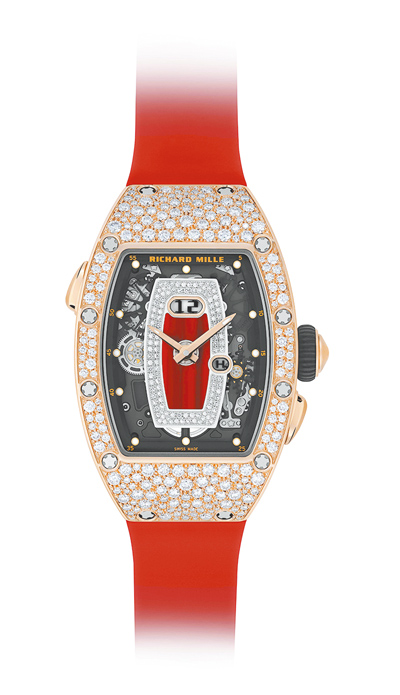 RICHARD MILLE今年推出RM 037紅金雪花鑲鑽款女表。(RICHARD MILLE提供) RICHARD MILLE今年推出RM 037紅金雪花鑲鑽款女表。(RICHARD MILLE提供)