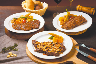 TOK牛排屋提供多樣主餐,搭配舒活自助吧吃到飽398元起。(裕隆城提供) TOK牛排屋提供多樣主餐,搭配舒活自助吧吃到飽398元起。(裕隆城提供)