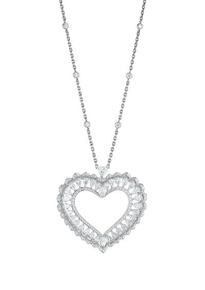 蕭邦Precious Lace系列鑽石愛心吊墜項鍊。(CHOPARD提供) 蕭邦Precious Lace系列鑽石愛心吊墜項鍊。(CHOPARD提供)