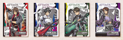 《進擊的巨人》搖滾世代主題餐廳消費滿額即贈隨機閃卡。(凱岩主題餐廳提供) 《進擊的巨人》搖滾世代主題餐廳消費滿額即贈隨機閃卡。(凱岩主題餐廳提供)