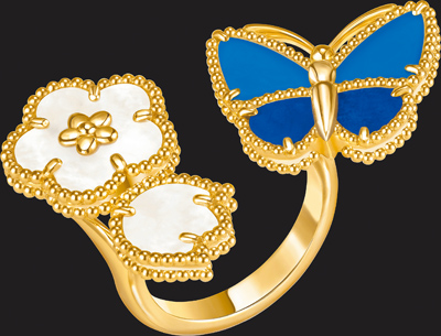 梵克雅寶Lucky Spring Butterfly系列指間戒,27萬1000元。(Van Cleef & Arpels提供) 梵克雅寶Lucky Spring Butterfly系列指間戒,27萬1000元。(Van Cleef & Arpels提供)