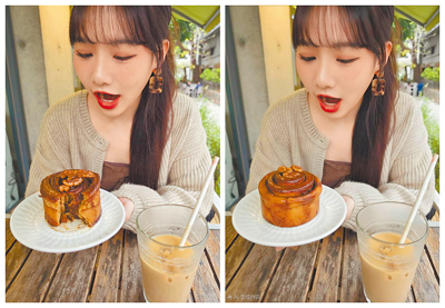 「台灣運彩 紅運少女」樂樂對S26 Ultra的AI生成功能驚喜不已。(古明弘攝) 「台灣運彩 紅運少女」樂樂對S26 Ultra的AI生成功能驚喜不已。(古明弘攝)