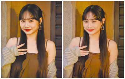 和S24 Ultra(左)相比,S26 Ultra的夜拍模式進光量更大,畫面中的膚色和髮絲更自然細膩。(古明弘攝) 和S24 Ultra(左)相比,S26 Ultra的夜拍模式進光量更大,畫面中的膚色和髮絲更自然細膩。(古明弘攝)