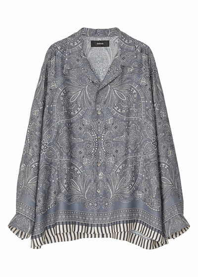 ↑ZUCCa古巴領印花襯衫,結合工裝與休閒裝的風格。(ZUCCa提供) ↑ZUCCa古巴領印花襯衫,結合工裝與休閒裝的風格。(ZUCCa提供)