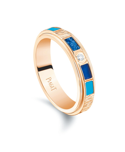 伯爵Possession Vibrant Palace系列藍色寶石戒指,戒圈可旋轉,有「時來運轉」的寓意。(PIAGET提供) 伯爵Possession Vibrant Palace系列藍色寶石戒指,戒圈可旋轉,有「時來運轉」的寓意。(PIAGET提供)
