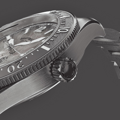 萬寶龍Iced Sea系列零氧仿舊精鋼腕表,融入仿舊精鋼的質樸色調。(MONTBLANC提供) 萬寶龍Iced Sea系列零氧仿舊精鋼腕表,融入仿舊精鋼的質樸色調。(MONTBLANC提供)