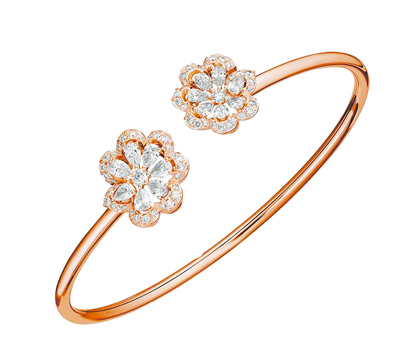 蕭邦Precious Lace系列玫瑰金鑲鑽手鐲,76萬2000元。(CHOPARD提供) 蕭邦Precious Lace系列玫瑰金鑲鑽手鐲,76萬2000元。(CHOPARD提供)