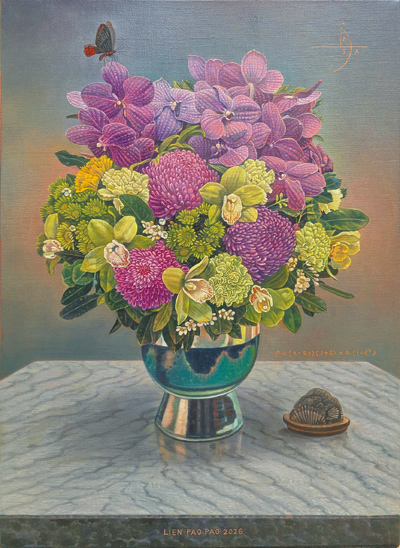 金石戀花之二 72x53cm 2026 油畫。(宛儒畫廊提供) 金石戀花之二 72x53cm 2026 油畫。(宛儒畫廊提供)