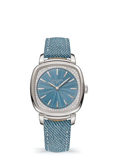 百達翡麗Gondolo Ladies First系列編號7043G-001藍面款珠寶表,116萬9000元。(Patek Philippe提供) 百達翡麗Gondolo Ladies First系列編號7043G-001藍面款珠寶表,116萬9000元。(Patek Philippe提供)
