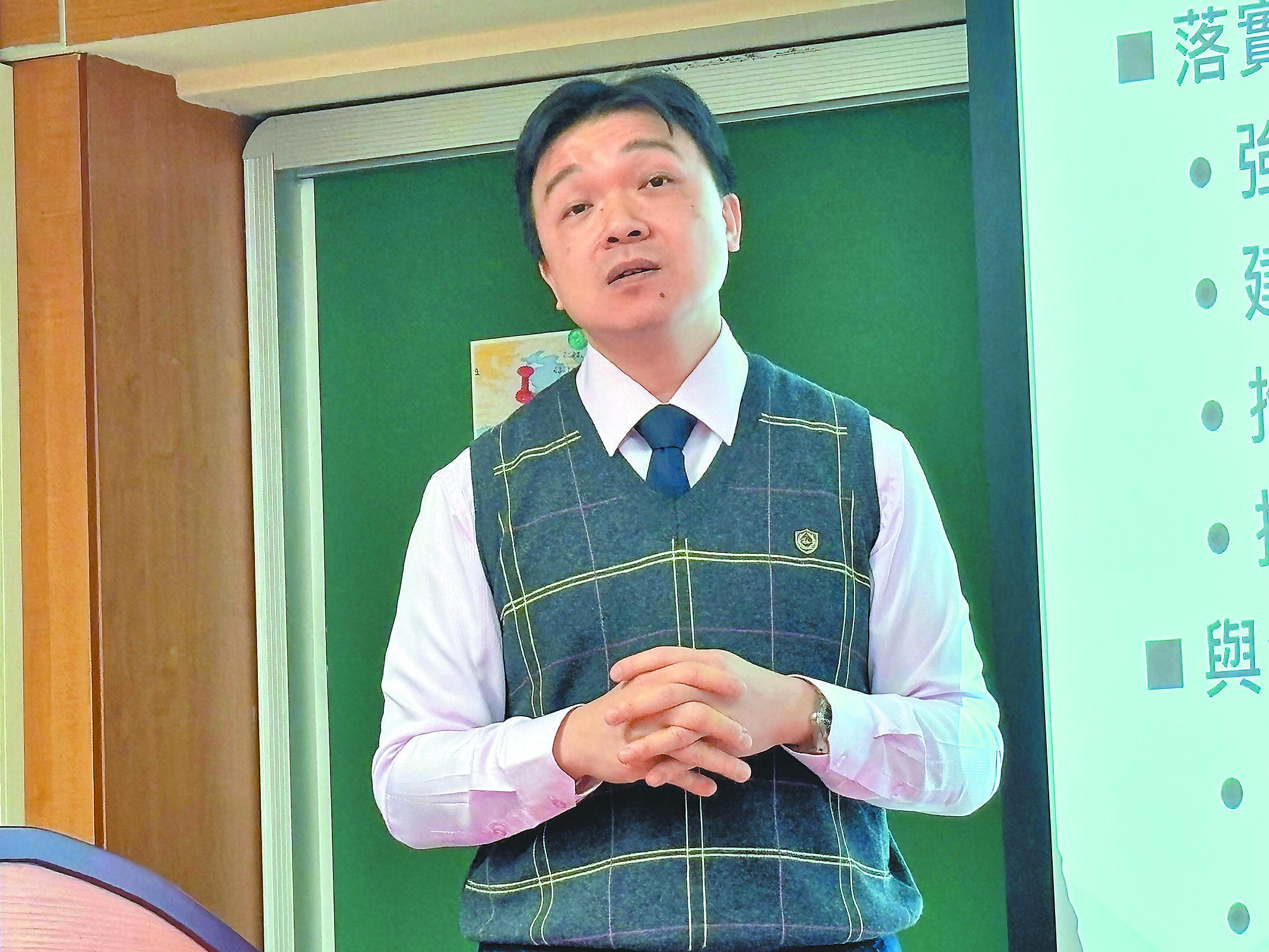 陸委會副主委沈有忠18日在政大東亞所發表題為《當前兩岸關係與政府兩岸政策》的專題演講。(朱紹聖攝) image