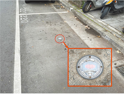 新北市交通局建置地磁智慧停車格,提供24小時全天候即時空位查詢服務。(新北市交通局提供/高鈞麟新北傳真) image