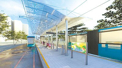 淡海輕軌V25車站模擬圖。(新北市捷運局提供/張鎧乙新北傳真) image