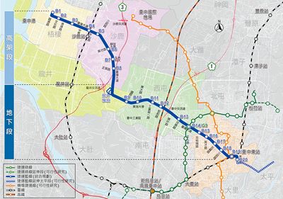 台中捷運藍線西起台中港、東至新建國市場,全長24.78公里,共設置20個站點,將於今年動工。(台中市政府提供/陳淑娥台中傳真) image